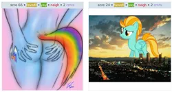 Size: 785x422 | Tagged: suggestive, artist:tunderi, derpibooru import, lightning dust, rainbow dash, anthro, pony, anthro with ponies, ass, colorado, dat butt, denver, exploitable meme, giant pony, juxtaposition, juxtaposition win, meme, ponies in real life, scenery, the ass was fat