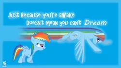 Size: 1366x768 | Tagged: artist:ngnolangray, derpibooru import, filly, flying, quote, rainbow dash, safe, vector, wallpaper