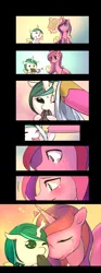 Size: 560x1500 | Tagged: safe, artist:bakki, derpibooru import, princess cadance, oc, oc:mirror gleam, changeling, hybrid, pony, unicorn, adopted offspring, adoption, comic, crying, cute, disguised baby changeling, feels, foal, interspecies offspring, offspring, palindrome get, parent:queen chrysalis, parent:shining armor, parents:shining chrysalis