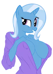 Size: 2177x3043 | Tagged: anthro, artist:sofunnyguy, big breasts, breasts, busty trixie, derpibooru import, erect nipples, female, nipple outline, simple background, solo, solo female, suggestive, transparent background, trixie