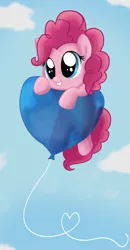 Size: 3944x7577 | Tagged: safe, artist:pridark, derpibooru import, pinkie pie, earth pony, pony, absurd resolution, balloon, cute, female, filly, filly pinkie pie, floating, solo, then watch her balloons lift her up to the sky, younger