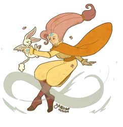 Size: 800x822 | Tagged: aang, airbending, air nomad, angel bunny, artist:yamino, avatar the last airbender, crossover, derpibooru import, fluttershy, humanized, momo, safe