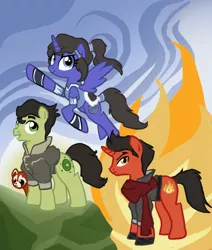 Size: 738x872 | Tagged: safe, artist:bedupolker, derpibooru import, ponified, alicorn, earth pony, pony, unicorn, bolin, korra, mako, pabu, the legend of korra