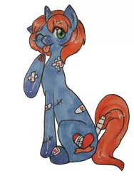 Size: 768x1024 | Tagged: safe, derpibooru import, oc, oc:collision crash, unofficial characters only, bandage, solo, tongue out, watercolor painting