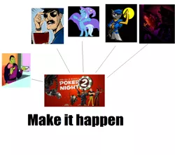 Size: 1188x1050 | Tagged: axe cop, bigby wolf, derpibooru import, exploitable meme, fables, harvey birdman, make it happen, mentok the mind taker, meta, poker night at the inventory, safe, sly cooper, the wolf among us, trixie