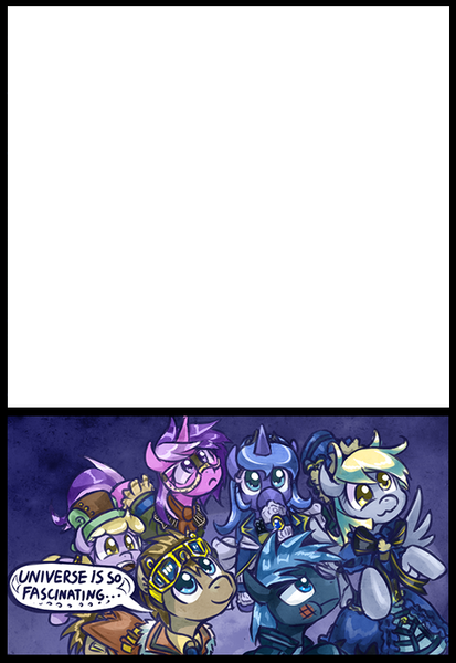 Size: 482x700 | Tagged: safe, derpibooru import, amethyst star, derpy hooves, dinky hooves, doctor whooves, princess luna, star hunter, time turner, pegasus, pony, clockwise whooves, blank, exploitable meme, female, jack harkness, mare, meme, nature is so fascinating, template, universe is so fascinating