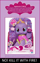 Size: 632x974 | Tagged: caption, derpibooru import, fake, oc, oc:princess twila, offspring, parent:prince blueblood, parents:twiblood, parent:twilight sparkle, safe, seems legit, text, toy, unofficial characters only