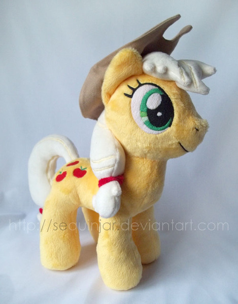 Size: 600x768 | Tagged: applejack, artist:sequinjar, custom, cute, derpibooru import, irl, photo, plushie, safe, smiling, solo