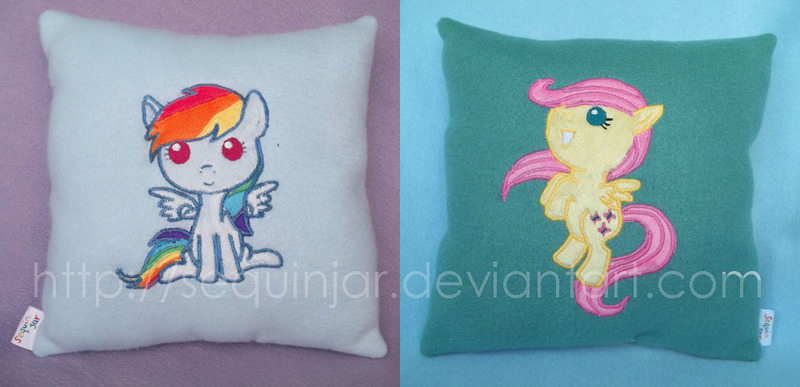 Size: 1000x484 | Tagged: artist:sequinjar, cushion, cute, derpibooru import, fluttershy, friendship is magic, pillow, plushie, rainbow dash, safe