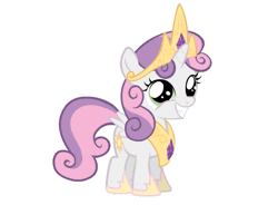 Size: 544x400 | Tagged: safe, artist:agirl3003, derpibooru import, sweetie belle, alicorn, pony, animated, crown, cute, diasweetes, flapping, happy, smiling, so fucking happy, solo, sweetiecorn, this will not end well, xk-class end-of-the-world scenario