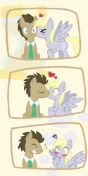 Size: 1300x2600 | Tagged: safe, artist:nube, derpibooru import, derpy hooves, doctor whooves, time turner, pegasus, pony, blushing, comic, cute, derpabetes, doctorbetes, doctorderpy, female, heart, kissing, male, mare, pixiv, shipping, straight, surprise kiss