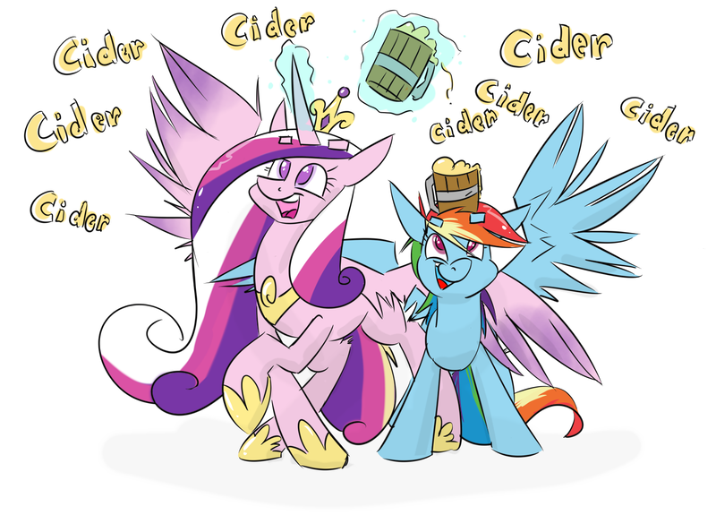 Size: 1400x1006 | Tagged: artist:cider, cider, cider dash, magic, princess cadance, rainbow dash, safe