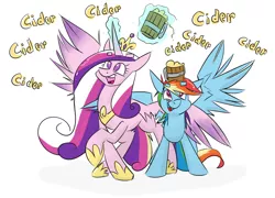 Size: 1400x1006 | Tagged: artist:cider, cider, cider dash, magic, princess cadance, rainbow dash, safe