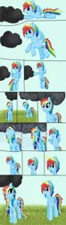 Size: 1200x4050 | Tagged: artist:xxdark-angelx, blushing, comic, dashblitz, derpibooru import, female, male, prank, rain, rainbow blitz, rainbow dash, rule 63, safe, selfcest, self ponidox, shipping, straight, wet mane, wtf