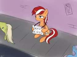 Size: 1000x750 | Tagged: suggestive, artist:mcsadat, derpibooru import, oc, unofficial characters only, pony, unicorn, implied sex, pavement, prostitute, prostitution, sign, sitting, street