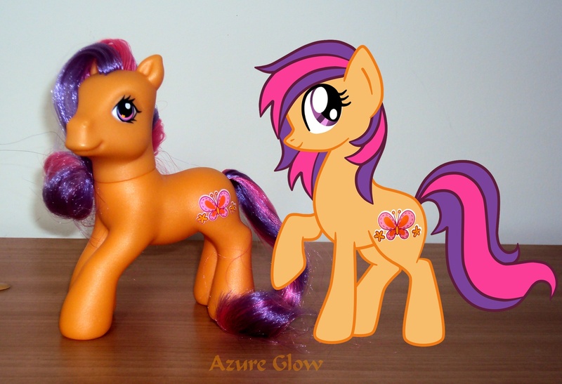 Size: 1453x994 | Tagged: artist:mlpazureglow, derpibooru import, g3, g3 to g4, generation leap, safe, scootaloo, toy