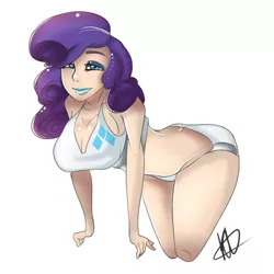 Size: 1024x1024 | Tagged: artist:tesuai, belly button, bikini, breasts, busty rarity, cleavage, clothes, curvy, derpibooru import, female, humanized, rarity, suggestive, swimsuit