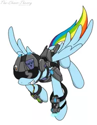 Size: 641x823 | Tagged: safe, artist:sandwich-anomaly, derpibooru import, rainbow dash, pegasus, pony, allied nations, armor, command and conquer, crossover, cryocopter, female, grin, helmet, mare, red alert, red alert 3, simple background, smiling, solo, white background