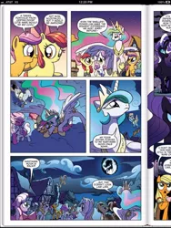 Size: 360x480 | Tagged: safe, derpibooru import, idw, apple bloom, applejack, carrot cake, cheerilee, cranky doodle donkey, cup cake, doctor whooves, holly dash, jubileena, nightmare rarity, princess celestia, scootaloo, spitfire, sunshower raindrops, sweetie belle, time turner, vidala swoon, alicorn, donkey, earth pony, pegasus, pony, unicorn, spoiler:comic, spoiler:comic07, cutie mark crusaders, idw advertisement, mare in the moon, nightmare forces, ponyville, preview, wall of tags, wonderbolts