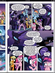 Size: 360x480 | Tagged: safe, derpibooru import, idw, applejack, fluttershy, larry, nightmare rarity, pinkie pie, princess luna, rainbow dash, scootaloo, shadowfright, spike, spitfire, twilight sparkle, pony, spoiler:comic, spoiler:comic07, fart, idw advertisement, nightmare forces, possessed, preview, wonderbolts