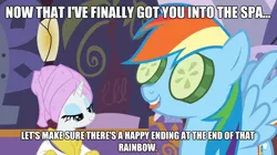 Size: 624x350 | Tagged: safe, derpibooru import, edit, edited screencap, screencap, rainbow dash, rarity, pegasus, pony, unicorn, ponyville confidential, bedroom eyes, caption, cucumber, female, food, image macro, innuendo, lesbian, mare, meme, raridash, rarity's bad pickup lines, shipping