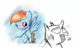 Size: 1280x800 | Tagged: artist:dambitail, changeling, derpibooru import, korean, punch, rainbow dash, safe