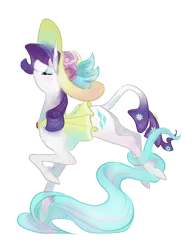 Size: 618x800 | Tagged: safe, artist:bryanna, derpibooru import, rarity, classical unicorn, clothes, leonine tail, no more ponies at source, unshorn fetlocks