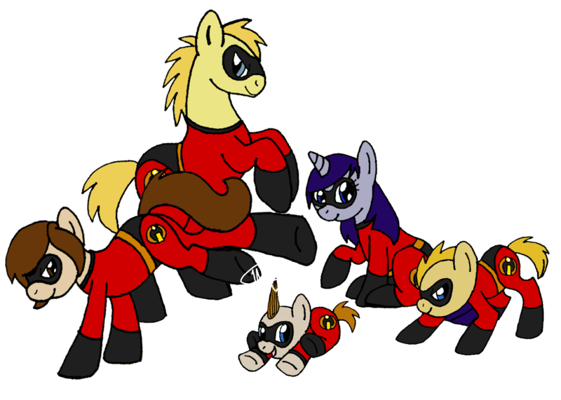 Size: 3500x2500 | Tagged: artist:redflamekitty44, dash parr, derpibooru import, elastigirl, jack-jack parr, mr. incredible, mrs. incredible, ponified, safe, the incredibles, violet parr