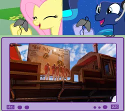 Size: 1126x1000 | Tagged: bioshock, bioshock infinite, derpibooru import, exploitable meme, fluttershy, gamer luna, gamer meme, gamershy, happy, meme, obligatory pony, princess luna, safe, tv meme