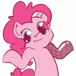 Size: 500x500 | Tagged: safe, artist:pinkieinprivate, derpibooru import, pinkie pie, looking at you, shrug, shrugpony