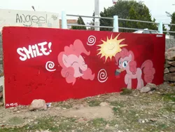 Size: 4320x3240 | Tagged: safe, artist:shinodage, derpibooru import, pinkie pie, graffiti, photo