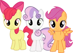 Size: 1024x737 | Tagged: safe, artist:ratchethun, derpibooru import, apple bloom, scootaloo, sweetie belle, earth pony, pegasus, pony, unicorn, :3, cute, cutie mark crusaders, female, filly, looking at you, simple background, transparent background, vector