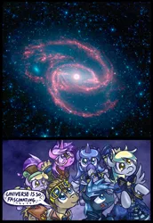 Size: 482x700 | Tagged: safe, derpibooru import, amethyst star, derpy hooves, dinky hooves, doctor whooves, princess luna, star hunter, time turner, pegasus, pony, clockwise whooves, earthbound, exploitable meme, female, giygas, jack harkness, mare, meme, nature is so fascinating, ngc 1097, universe is so fascinating, when you see it