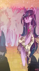 Size: 720x1296 | Tagged: alicorn, artist:yuji8sushi, background pony, bipedal, clothes, dead source, derpibooru import, dress, female, mare, safe, semi-anthro, twilight sparkle, twilight sparkle (alicorn)