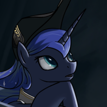 Size: 220x220 | Tagged: artist:marbleyarns, bicorne, captain luna, derpibooru import, hat, portrait, princess luna, safe, solo, under a paper moon