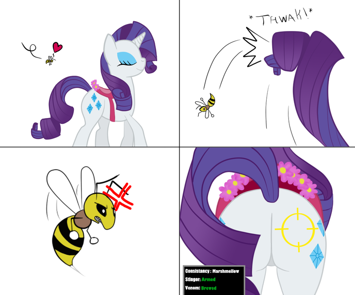 Size: 1200x1000 | Tagged: suggestive, artist:bsting, derpibooru import, rarity, bee, pony, unicorn, bee fetish, comic, plot