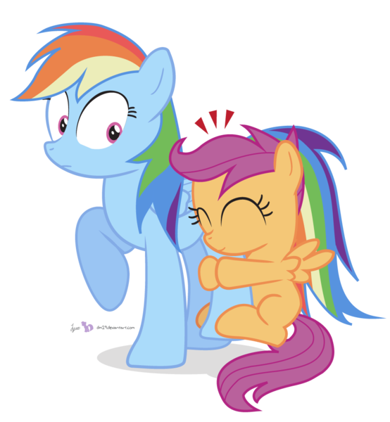 Size: 960x1040 | Tagged: artist:dm29, cute, cutealoo, derpibooru import, duo, hug, leg hug, rainbow dash, safe, scootaloo, simple background, transparent background