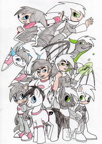 Size: 752x1063 | Tagged: anthro, artist:feniiku, crossover, danny fenton, danny phantom, derpibooru import, dragon, dragonified, everythingified, human, nightified, nights, nights into dreams, plantigrade anthro, ponified, safe, solo, sonicified, sonic the hedgehog (series), spyro the dragon, traditional art