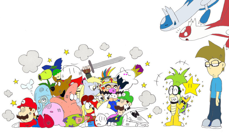 Size: 1162x688 | Tagged: safe, artist:theguynooneremembers, derpibooru import, derpy hooves, oc, bird, ghost, human, latias, latios, pigeon, undead, wobbuffet, barely pony related, boo (super mario), bulborb, crossover, electrode, glasses, iggy koopa, image, jpeg, king boo, kirby, kirby (character), koopalings, lemmy koopa, ludwig von koopa, luigi, mad magazine, mario, navi, nintendo, odie, owned, patrick star, plants vs zombies, pokémon, roy koopa, scooby doo, spongebob squarepants, spy vs. spy, stars, super mario bros., super star, sword, the legend of zelda, the legend of zelda: ocarina of time, wario, warioware, wat, white spy