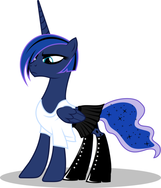 Size: 3100x3629 | Tagged: alternate hairstyle, artist:up1ter, boots, clothes, derpibooru import, goth, high res, hoof boots, princess luna, safe, simple background, solo, transparent background, vector