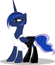 Size: 3100x3629 | Tagged: alternate hairstyle, artist:up1ter, boots, clothes, derpibooru import, goth, high res, hoof boots, princess luna, safe, simple background, solo, transparent background, vector