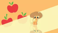 Size: 1920x1080 | Tagged: applejack, artist:lucarious, cutie mark, derpibooru import, filly, hat, reflection, safe, vector, wallpaper