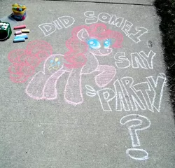 Size: 800x768 | Tagged: artist:tenaflyviper, chalk, chalk drawing, derpibooru import, photo, pinkie pie, safe, sidewalk