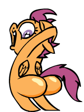 Size: 170x225 | Tagged: animated, artist:brutamod, butt shake, derpibooru import, female, foalcon, impossibly large butt, jiggle, looking at you, plot, scootabutt, scootaloo, solo, solo female, suggestive, toon, twerking