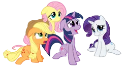 Size: 5288x2875 | Tagged: safe, artist:tabby444, derpibooru import, applejack, fluttershy, rarity, twilight sparkle, bad poker face, simple background, transparent background, vector