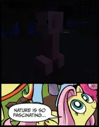 Size: 392x506 | Tagged: creeper, derpibooru import, exploitable meme, fluttershy, idw, meme, minecraft, nature is so fascinating, pig, safe, wat