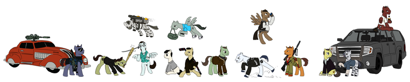 Size: 4000x804 | Tagged: artist:king-kakapo, carl johnson, claude, claude speed, derpibooru import, franklin clinton, grand theft auto, huang lee, johnny klebitz, luis fernando lopez, michael de santa, michael townley, niko bellic, ponified, safe, tommy vercetti, toni cipriani, trevor philips, victor vance