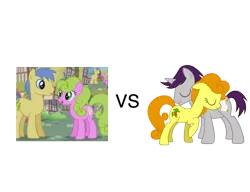 Size: 1000x768 | Tagged: safe, derpibooru import, edit, edited screencap, screencap, carrot top, daisy, flower wishes, golden harvest, goldengrape, sir colton vines iii, written script, earth pony, pony, unicorn, daisygrape, female, goldenscript, male, mare, ponies standing next to each other, shipping, stallion, straight