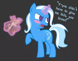 Size: 2093x1650 | Tagged: safe, artist:dignitysquared, derpibooru import, princess celestia, trixie, blushing, toy, tsundere, tsunderixie