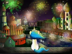 Size: 1024x768 | Tagged: safe, artist:sweeterwho, derpibooru import, oc, unofficial characters only, 2013, alone, city, fireworks, happy new year, night, sad, solo